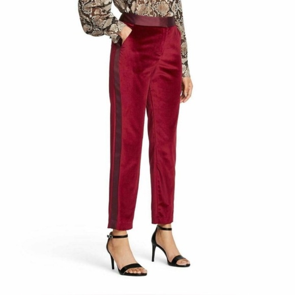 Altuzarra  For Target Women's Red Velvet Straight Leg Ankle Pants 4 - Picture 1 of 12